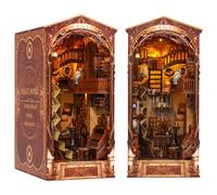 Kit fermalibri 3D Kit fermalibri fai da te illuminato in legno Magic World Mini modello di casa delle bambole Scaffale Inserto Decor Kit di costruzione fermalibri