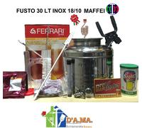 KIT FERMENTAZIONE BIRRA CON FUSTO 30 LT INOX MAFFEI ACCESSORI COMPLETO + MALTO