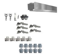 KIT Ferramenta BINARIO Scorrevole per Ante a Libro - Armadio Guardaroba Scaffale PIEGHEVOLE con Cerniere Ammortizzate Soft Indaux - 1 o 2 Coppie di Ante (2 Coppie di ANTE, Cerniere MEZZO COLLO (9))