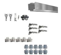 KIT Ferramenta BINARIO Scorrevole per Ante a Libro - Armadio Guardaroba Scaffale PIEGHEVOLE con Cerniere Ammortizzate Soft Indaux - 1 o 2 Coppie di Ante (2 Coppie di ANTE, Cerniere COLLO DRITTO (0))