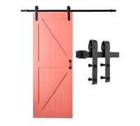 Kit Ferramenta For Porta Del Fienile, Binari Combinati In Acciaio Al Carbonio, Kit Rulli For Porta Scorrevole, For Garage,ripostiglio,bagno (porta Singola)(72" Track (Single Door))