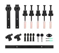 Kit ferramenta for porta scorrevole da 182 cm, adatto a varie occasioni, kit sistema singola - Sospensione a forma di J nera