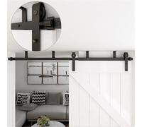 Kit ferramenta for porta scorrevole da fienile con montaggio a soffitto da 4 piedi a 13 piedi, staffa antiruggine for porta da fienile, binario for porta singola,Struttura Pesante(5.5FT-167CM)