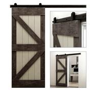 Kit ferramenta for porta scorrevole da fienile, di binari da 122 cm a 610 cm, binario industriale, gancio a rulli in stile T for porta singola in legno da 4 a 13 piedi(386cm 12.6FT kit)