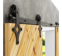 Kit ferramenta for porta scorrevole del fienile, resistente, scorrevole e silenzioso, facile da installare, adatto for pannello porta doppia, ganci stile diamante, nero(9FT-274CM)