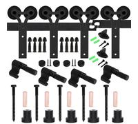 Kit ferramenta for porta scorrevole del fienile resistente, silenzioso e facile da installare, adatto for doppie porte, stile Y, nero(7.3FT-223CM)