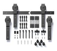 Kit ferramenta for porta scorrevole pieghevole da 72" for 4 porte, scorrevole e silenziosa, binario nero a forma di J-[porte non incluse]