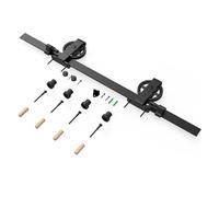 Kit ferramenta for porta scorrevole singola da 5-6,6 piedi, sistema di binari piatti in acciaio al carbonio nero for armadio e cucina(5FT 153cm Rail Kit)