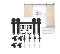 Kit Ferramenta For Porte Da Fienile, Guide For Porte Scorrevoli, Accessori For Binari A Doppia Porta, For Armadio, Bagno, Garage, Scorrimento Fluido(96.1" Track (Double Door))