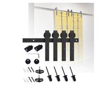 Kit Ferramenta For Porte Scorrevoli In Acciaio Al Carbonio, Accessori For Binari Combinati Silenziosi, For Porte Doppie, Facile Da Montare(83.9" Track (Double Doors))