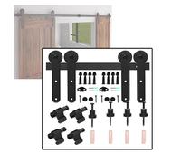 Kit Ferramenta Per Porta Del Fienile,guida Per Porta Scorrevole In Acciaio,accessori Per Binari A Doppia Porta,adatti Garage Domestici,scorrevoli E Silenziosi(98.4" Track (Double Door))