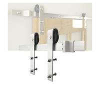 Kit Ferramenta Per Porta Del Fienile,guida Per Porta Scorrevole In Acciaio Inossidabile,accessori Rulli Guida Binario Porta Singola,adatti Garage Domestici(133.8" Track (Single Door))