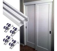 Kit Ferramenta per Porta Scorrevole Doppia, Binario e Rulli in Alluminio per Porta a Scomparsa, Set Di Binari per Porta Scorrevole per Porta Di Armadi/Ripostigli/Sier/21Ft/6.4M