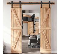 Kit ferramenta per porta scorrevole, Ferramenta for porte scorrevoli in acciaio al carbonio nero, rullo di scorrimento da 6 a 16 piedi for porta doppia (a forma I) Scorrevole e silenziosa(11FT 3352mm)