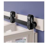 Kit ferramenta per porta scorrevole, Kit binario bi-pieghevole for porta scorrevole del fienile, kit nero for 2 ante armadio facile da installare Scorrevole e silenziosa(5FT for 4 doors)