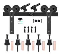 Kit ferramenta per porta scorrevole, Kit di binari for porte scorrevoli da fienile, a forma Y, con cuscinetti in nylon migliorati, stabili e robusti Scorrevole e silenziosa(5FT-152cm)