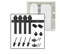 Kit Ferramenta Per Porte Da Fienile,accessori Per Binari Per Porte Scorrevoli Silenziose In Acciaio,kit Rulli Per Binari Porte Doppie,adatto Garage Domestici(79.1" Track (Double Doors))