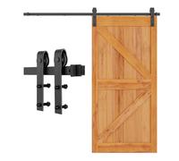 Kit ferramenta per porte scorrevoli a libro Kit di ferramenta for porta scorrevole in acciaio al carbonio, nero, diverse misure for singola(157.5" Track (Single Door))