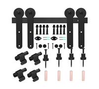 Kit ferramenta per porte scorrevoli a libro Kit ferramenta for porta scorrevole a doppia anta in acciaio al carbonio nero, diverse misure(98.4" Track (Double Door))