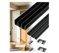 Kit ferramenta porta scorrevole a 3 binari per armadio e mobile | Guide superiore e inferiore con rulli silenziosi per ante in legno o vetro(Black,140cm/55in)