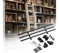 Kit Ferramenta Scala Biblioteca - Kit Scala Scorrevole Retrattile, Con Rotelle Inferiori Silenziose Con Freno, Ferramenta In Acciaio Carbonio Scale Biblioteca Scorrevoli(200cm(6.6 ft) track kit)