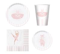 Kit Festa Ballett Piatti, Bicchieri e Tovaglioli a Tema Danza per Eventi Eleganti, Compleanni e Feste a Tema con Atmosfera Incantevole - Varzi dal 1956 (Kit 36 Persone)