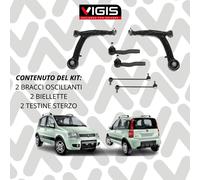 KIT FIAT PANDA 169 CON COPPIA BRACCI OSCILLANTI + 2 BIELLETTE + 2 TESTINE STERZO
