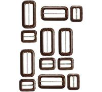 Kit fibbia per cintura in pelle fai-da-te, 2 fibbie scorrevoli per cinghie di zaini, collari per animali domestici, rivestimento in vera pelle, 25-70 mm, materiali per bricolage-Marrone 2 pezzi-7 cm