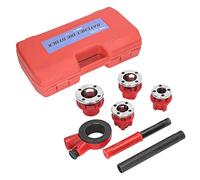 Kit filettatura tubi zincati 7x1 con 4 filiere 1/2 3/4 3/8 m15x1 m9x1 - utensile resistente in ferro, manico ergonomico, ideale per idraulici e fai te