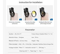 Kit filtri fotografici 37mm per smartphone e fotocamere con effetti CPL ND32 star e filtri graduate rosso blu giallo arancione per paesaggi regolabili con montatura rotante