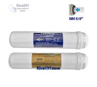 KIT FILTRI IN LINEA CARBON BLOCK + SEDIMENTI 63 MM LUNGHEZZA 12" OSMOSI 3/8