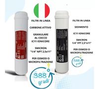 KIT FILTRI IN LINEA DEPURATORE IONICORE IC-11 CARBONE ATTIVO COCCO + SEDIMENTI