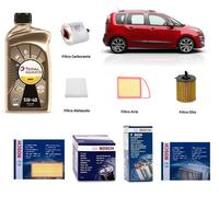 Kit Filtri Tagliando Bosch + Olio per Citroen C3 Picasso 1.6 HDi 68 Kw 92 Hp