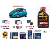 Kit Filtri tagliando Bosch + Olio per Suzuki Splash EX 1.0 48 50 Kw 65 68 Hp Cv
