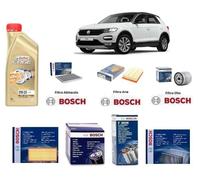 Kit Filtri Tagliando Bosch + Olio per VW T-ROC A11,D11 1.0 TSi 81 Kw 110 Hp