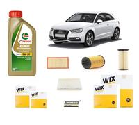 Kit Filtri Tagliando per Audi A3 8V 1.6 TDi 110 115 Hp + 5 Litri Castrol 5w30