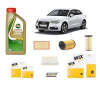 Kit Filtri Tagliando per Audi A3 8V 1.6 TDi 110 115 Hp + 5 Litri Castrol 5w30