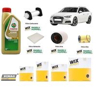 Kit Filtri Tagliando per Audi A4 Avant 8W5 2.0 TDi + 5 Litri Olio Castrol 5W30