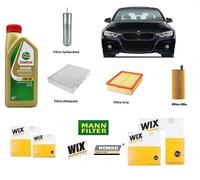 Kit Filtri Tagliando per BMW 3 F30 F31 316d 320d + 6 Litri Olio Castrol 5W30