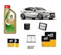 Kit Filtri Tagliando per Mazda 3 BM BN 1.5 74 Kw + 5 Litri Olio Castrol 5W30