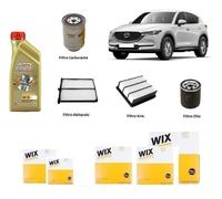 Kit Filtri Tagliando per Mazda CX-5 KE GH 2.2 cc + 6 Litri Olio Castrol 5W30