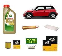 Kit Filtri Tagliando per Mini Cooper R56 1.6 88 Kw 120 Hp + 5 Litri Olio Castrol