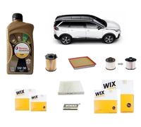 Kit Filtri Tagliando per Peugeot 5008 1.6 BlueHDi 120 Hp + 4 Olio Total 5W30