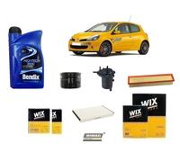 Kit Filtri Tagliando per Renault Clio 2 II 1.5 DCi + 5 Litri Olio Bendix 5W30