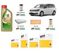 Kit Filtri Tagliando per VW Touran 1.6 TDI + 5 Litri Olio Castrol 5W30