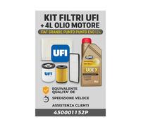 Kit Filtri Ufi + 4l Olio Motore Lubex 5w40 per Fiat Grande Punto Punto Evo 1....