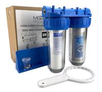 KIT FILTRO ACQUA DUE STADI CARTUCCIA FILTRAZIONE NW-BR10B3 1/2'' - 3/4" - 1" ATTACCO (1'' 32,89mm, Traditional)