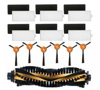 Kit filtro di ricambio e spazzola laterale per aspirapolvere Ecovacs 500, 600 e 601 - Include 6 spazzole laterali, 6 filtri e 1 spazzola a rullo, (1)
