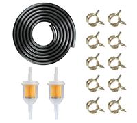 Kit Filtro Tubo Carburante 6mm Linea Benzina 2m con 6mm/8mm Filtri Carburante e Fascette Stringitubo per Moto Scooter Tosaerba 13 Pezzi Nero