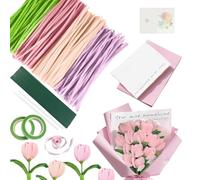 Kit Fiori di Scovolini 438 Pezzi - Include 400 Scovolini 4 Colori, Steli, Nastro & Imballaggio. Perfetto per Bouquet Creativi e Decorazione
